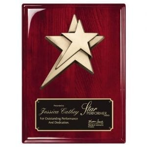 Rosewood Plaque with Metal Star Casting