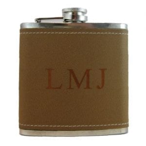 Engraved Flask with Leather Covering
