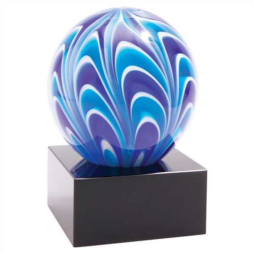 Blue and White Sphere Art Glass Award