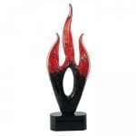 Red Black Flame Art Glass Trophy