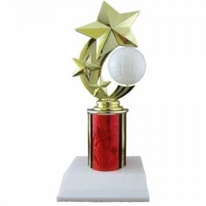 3 Star Volleyball Trophy with Column