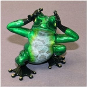 Bronze Frog Figure "See No Evil"