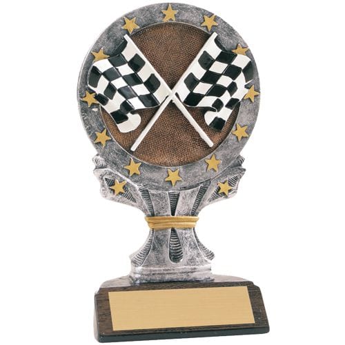 Checkered Flag Car Trophies Resin