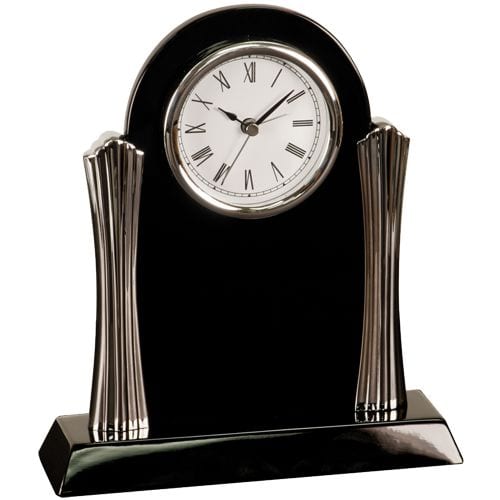Tall Black Desk Clock Engraved