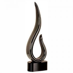 Black Gold Curve Art Glass Trophy