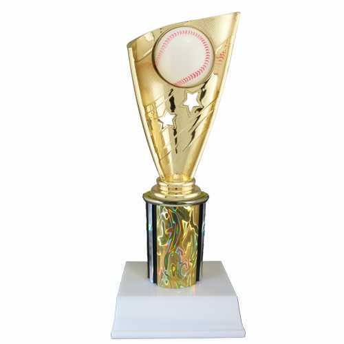 Baseball Trophy with Banner on Column