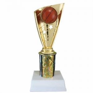 Basketball Trophy with Banner on Column