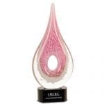 Pink Rain Drop Art Glass Trophy