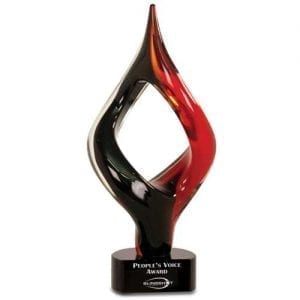 Twist Art Glass Award Red/Black