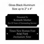 Engraved Aluminum Plates Gloss Black - 4 Line