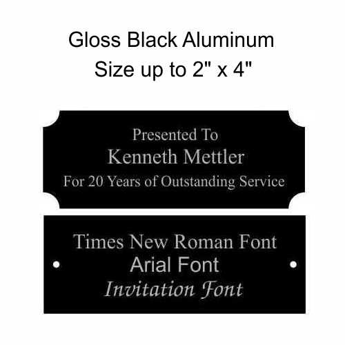 Engraved Aluminum Plates Gloss Black - 4 Line