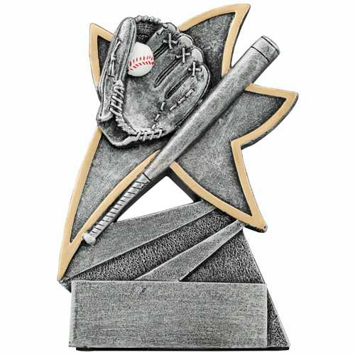 Silver Resin Star Baseball Trophy