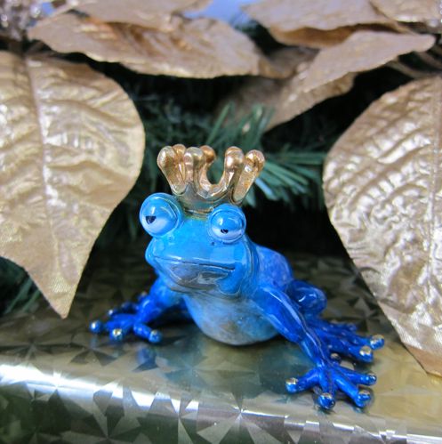 Frog Prince Bronze Sculpture Blue